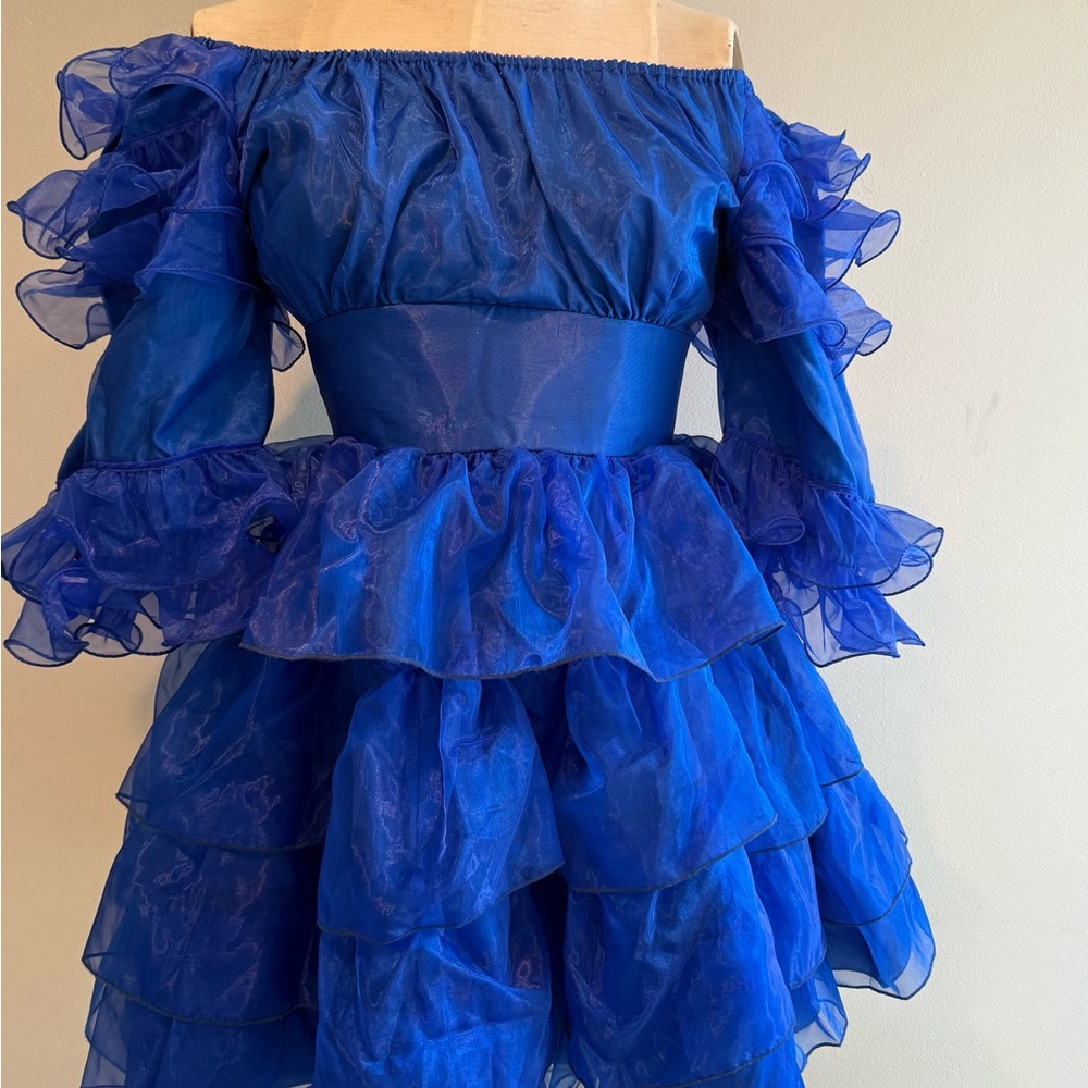 Vintage  party costume Off-Shoulder Ruffle Dress